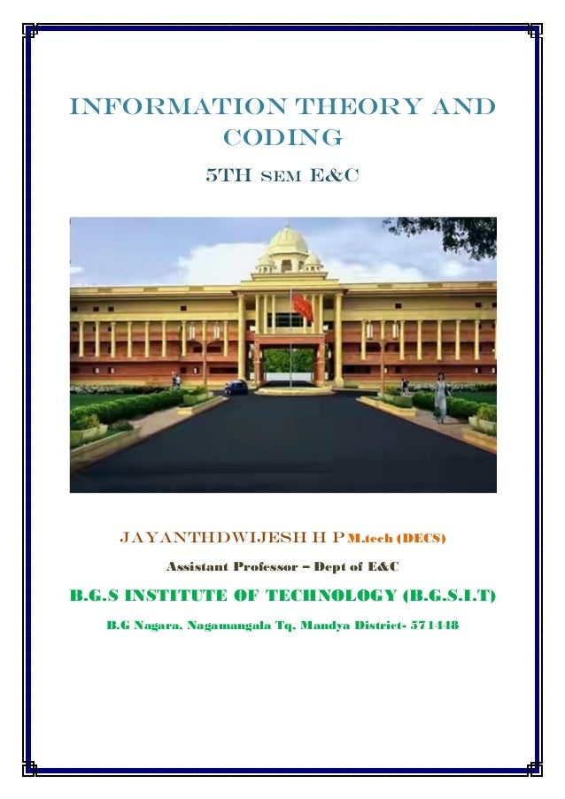 Information Theory And Coding By Giridhar Pdf
